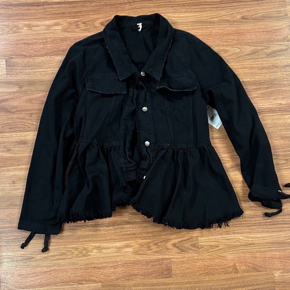 Free People Black Jean Jacket - Picture 1 of 1